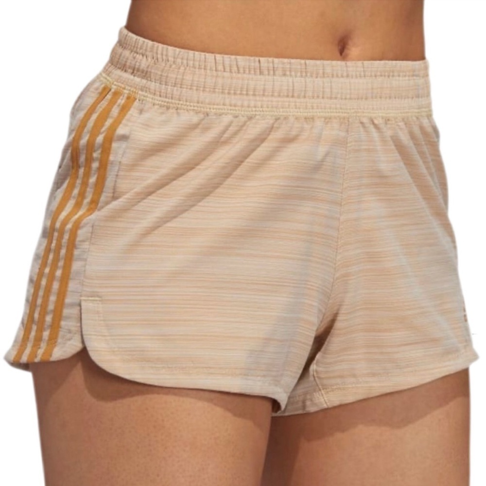 Adidas Women's Pacer 3-Stripe Knit shorts in tan:gold size‎ XL NWT